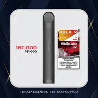 RELX Bundle Essential Black Device and Pod (Isi 1 Pod) Hibiscus Tea