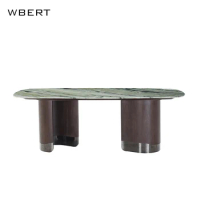 Wbert Italian Modern Luxury Living Room And Kitchen Dining Table Custom Solid Wood With Marble Top Square Design For Villas