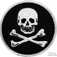 IRON-ON PIRATE PATCH - JOLLY ROGER Skull and Crossbones EMBROIDERED SKELETON new