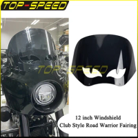 Fairing Windshield Replacement Club Road Warrior Headlight Windscreen Mask For Harley Dyna Softail Sportster FXLRS FXBB FXDWG