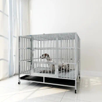 Stainless Steel Dog Cage for Small and Medium Dog Square Kennel with Toilet Indoor Pet Cage Cage with Fence Dog House Indoor