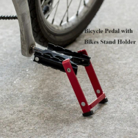 Bicycle Foldable Bike Pedals Kickstand Mountain Bike Pedals with Stand Holder MTB Support Magnet Design Bicycle Kickstand Parts