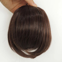Clip fringe in on bangs mở rộng tóc thẳng màu nâu đen *như tóc người