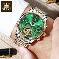 OLEVS 6617 High Quality Stainless Steel Strap Men Wristwatch, Automatic Mechanical Fashion Waterproof Watch For Men Moon Phase