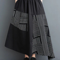 XITAO Loose Printed Female Patchwork Skirt Irregular Simplicity Elastic Waist New Spring Fashion Women A-line Skirt LYD1710