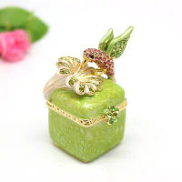 SHINNYGIFTS Handmade Pewter Enamel Small Ring Jewelry Gift Box Hummingbird Wedding Favor