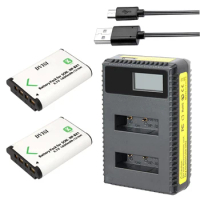 2Pcs NP-BX1 NP BX1 Battery +LCD Dual Charger for SONY DSC RX1 RX100 RX100iii M3 M2 RX1R WX300 HX300 HX400 HX50 HX60 GWP88 PJ240E