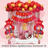 PAKET BALON SPIDERMAN GARLAND 72 SP/Dekorasi Ulang Tahun Spiderman