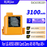 3100mAh KiKiss Powerful Battery EAC63382201 For LG A9PETNBED2X A9PETNBED A9MULTI A958 A9M Cord Zero A9 Plus A9Plus A9+ Bateria