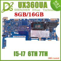 KEFU UX360UA MAINboard For ASUS Zenbook Flip UX360UAK UX360U Notebook Motherboard With I5/I7 6th 7th GEN 8G/16G-RAM 100% Test
