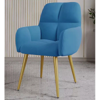 輕奢舒適軟包靠背扶手椅(【金腿款】深藍)(尺寸:高80CM,坐寬39*36CM) 