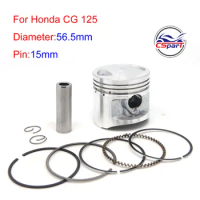 125CC XL125 CG125 56.5mm 15mm Piston Rings Kit For Honda Lifan ZongShen JX125 ATV Dirt bike Buggy Motorcycle Parts