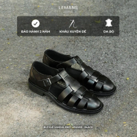 Giảm giá án giá sốc Giá khuyến mãi Dép rọ nam Da bò Buckle Sandal Lemans  màu đen BK01.1 , đế Mckay 