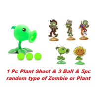 Plants vs Zombies Toy Set | Pea Shooter & Zombie Action Figure | Mainan Bola Tembak Kanak-Kanak | Gi