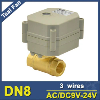 DC12V/24V 2 Way Brass 1/4'' (DN8) Electric Motorized Valve Metal With Indicator Metal Gear CE certification IP67