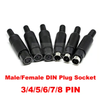 2pcs PS2 MINI DIN4/DIN5/DIN6/DIN7/DIN8 Welding Type Male/Female Plug Connector 4P/5P/6P/7P/8P S terminal Keyboard/mouse PLC plug