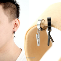 耳環 雙節棍垂墜鋼製耳針【ND508】柒彩年代