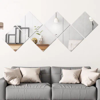 Glass Mirror Tiles Wall Sticker Square Self Adhesive Furniture Films Stick On Art 20X20/30X30cm Square Mirror Foil Home Decor