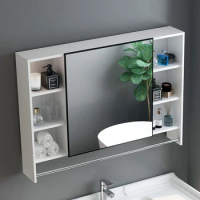 Space aluminum bathroom mirror cabinet wall mounted mirror box intelligent mirror bathroom mirror with storage rack vanity mirro