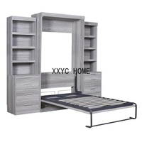 Murphy Bed,Twin Size Murphy Bed,Folding Bed with Multiple Storage Shelves &amp; Drawers,Folded into a cabinet,Space-saving,Gray