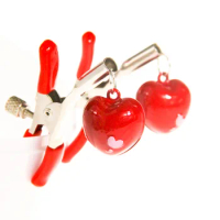 fetish Red Heart Bells Nipple Clamps tease Sensitive Nipples Adjustable clamps BDSM cosplay Dancing sex toys for couples