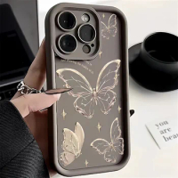 Gold Butterfly Soft Phone Case for Samsung Galaxy A15 A35 A55 A14 A34 A54 A13 A33 A53 A52 S24 Ultra S23 S22 Plus S21 FE 5G Cover