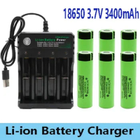 Batería recargable de litio 100% Original NCR18650B, 3,7 V, 3400mah, 18650, para baterías de linterna Panasonic y cargador USB