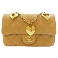 【二手名牌BRAND OFF】CHANEL 香奈兒 棕色 牛皮 Coco20 心型鍊帶 肩背包 金扣