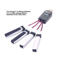 CX405 เครื่องชาร์จแบตเตอรี่ USB แบบ 4 ช่อง สำหรับแบตเตอรี่เฮลิคอปเตอร์ RC LiPo/LiHV ขนาด 1S – พอร์ต 
