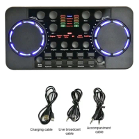 V300 Pro Sound Card Bluetooth-compatible Audio Interface Mixer DJ Digital Effect Console USB Record For Singing Noise Reduction