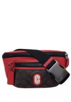 Coach Coach Mens Westway Belt Bag In Colorblock Signature Canvas With Coach Patch - Mahogany/Red