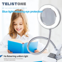 Magnifying Glass 8X Magnifier Lamp Nail Art USB Cold Light Led Non-slip Equipment Clamp Glass Table Lamp for Beauty Salon