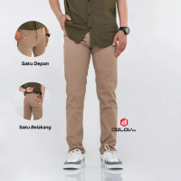 Celana chinos panjang slimfit premium bahan Katun Twill Stretch melar Casual Lembut Nyaman Pria Dist
