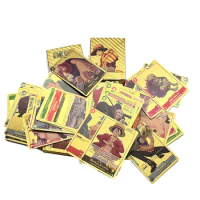 55Pcs/Box Gold foil card Anime Luffy Zoro Shanks Trading Proxy Collection Card for Children Gift Toys
