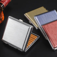 Fashion Cigarette Case 20 stickes Cigarette Holder Portable Brushed Simple Cigarette Case Smoking Accessories