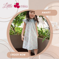 Little Berries || Amary Baby Hand Smocked Dress Blue Full Furing