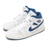 【NIKE 耐吉】休閒鞋 Air Jordan 1 Mid SE Industrial Blue 男鞋 白 藍 AJ1(FN5215-141)