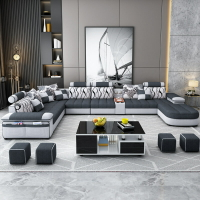 布藝沙發簡約現代科技布大小戶型乳膠沙發組合3.6/4m客廳轉角沙發