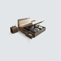 Modern minimalist bedroom furniture set 1.8m Nordic king size frame with drawers pneumatic high box storage bed