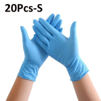 20/100pcs Pure Nitrile Gloves (Latex Free) Disposable Household Gloves Protective Gloves S M L Blue For Home Cleaning