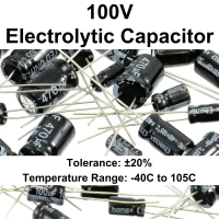 100V - 1uF 2.2uF 4.7uF 10uF 22uF 33uF 47uF 100uF 220uF 470uF - Aluminium Electrolytic Capacitor