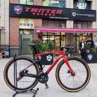 TWITTER Gravel Bike V2 RIVAL- 22S Full Inside Cable Routing Disc Brake Race through the wind Carbon Fiber Road bicycle велосипед