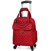 18Inch Waterproof Trolley Bag Folding Backpack Laptop Storage Case Detachable Pull Rod Travel Schoolbag Boarding Luggage Handbag
