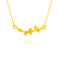【金緻品】黃金項鍊 杏葉無限 0.89錢(純金項鍊 銀杏葉 無限 刻花 花瓣 枝枒 簍空 微笑項鍊 曲線)