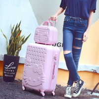 APP下單享點數9%｜ins可愛拉桿箱 20吋女粉色凱蒂貓旅行箱 韓版手提皮箱 登機箱