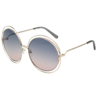 【Chloe’ 蔻依】金屬大框 太陽眼鏡 CE114SD(淡金色 大面版並可裝眼鏡鏈)