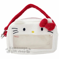 小禮堂 Hello Kitty 造型耳朵絨毛玩偶收納手提包《紅白》娃娃收納包.展示包