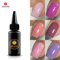 MSHARE 30ml Purple Pink Gold Flakes Rubber Base Gel Aurora Chameleon Glitter Flakes Varnish Soak Off UV Gels Polish LED Nail Gel