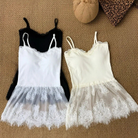 ONEFASHIONMALL BR141 Tanktop Korea Wanita Lace Brukat Slim Fit Camisole Inner Layering Top