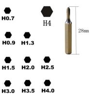 Mata Pemutar Segi Enam Kecil H4×28mm H0.7 H0.9 H1.5 untuk Mata Kunci Segi Enam 4 mm (H2/H3/H4)